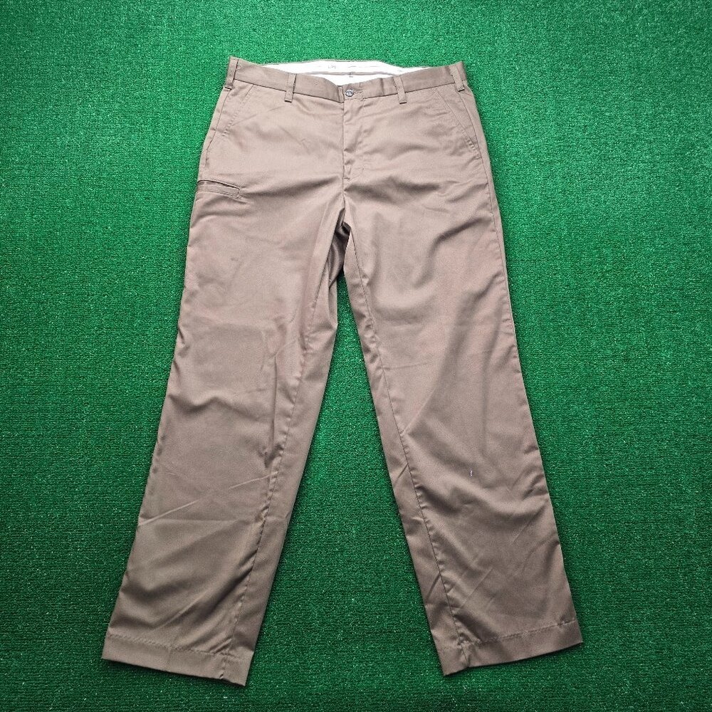 UPS Employee Pants Mens 36x32 Brown Flat Front Straight Leg Uniform Work Wear
